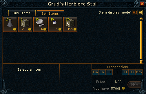 Herblore shop