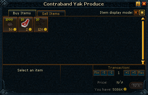 Vanligga's Contraband Yak Shop