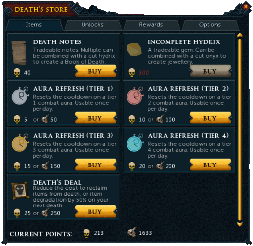 Death's Shop Items