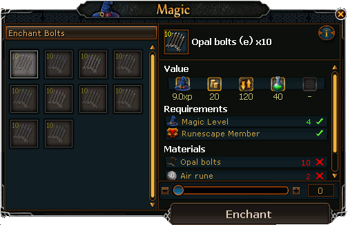 Enchanting Bolts Interface